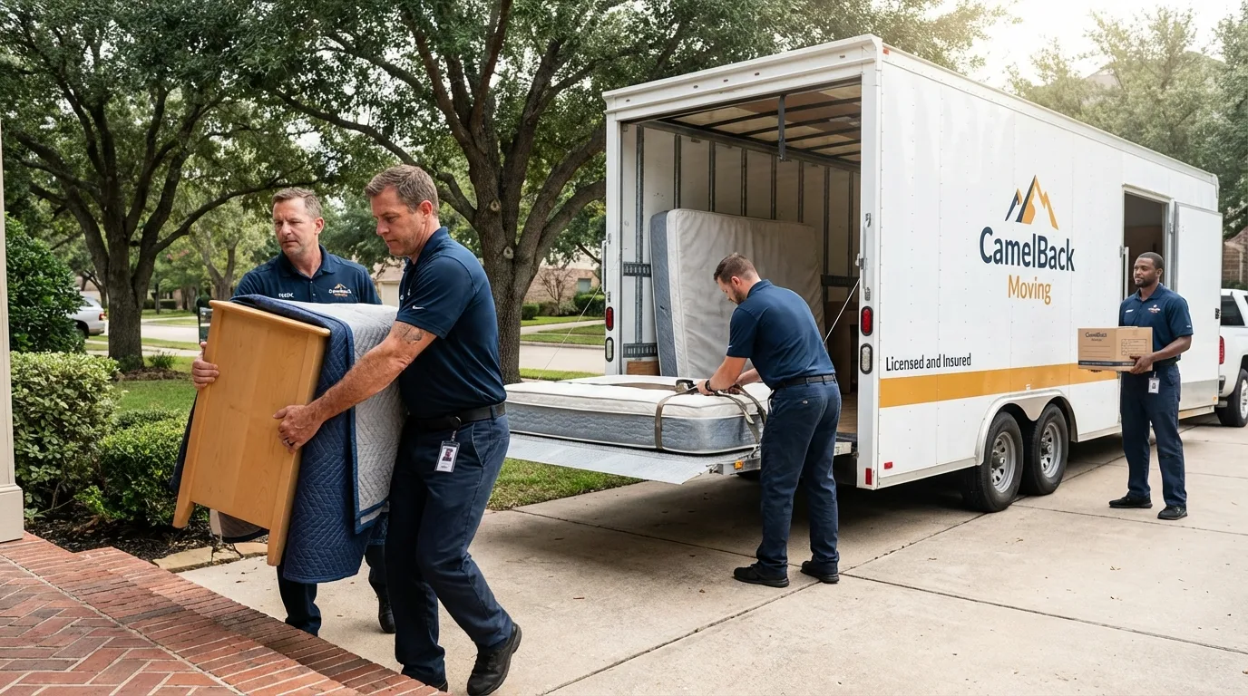 Crew loading residential truck for cross-state move from Leesburg, AL