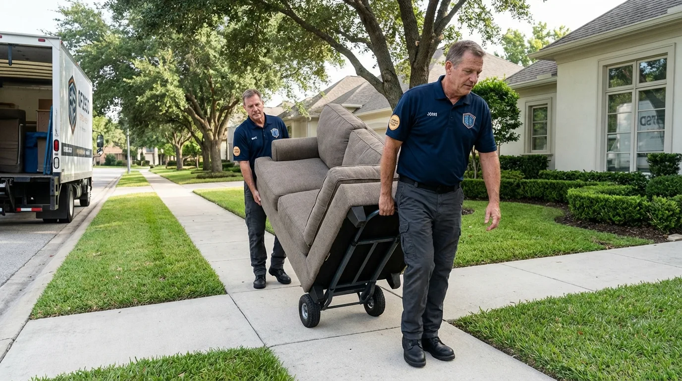 Local residential moving crew loading furniture in Leesburg, AL